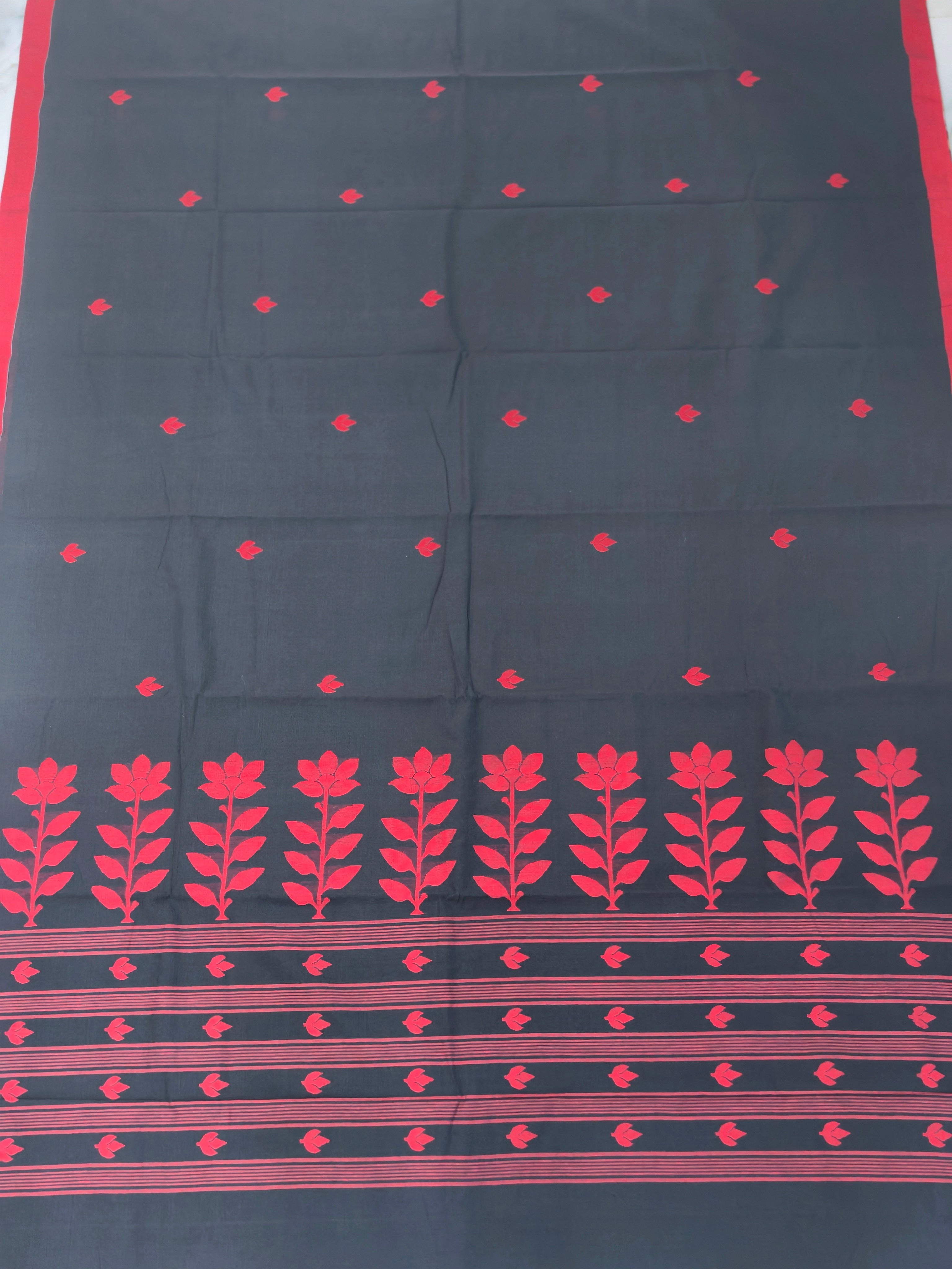 Traditional Bengal Handloom pure Cotton Khadi Jamdani saree