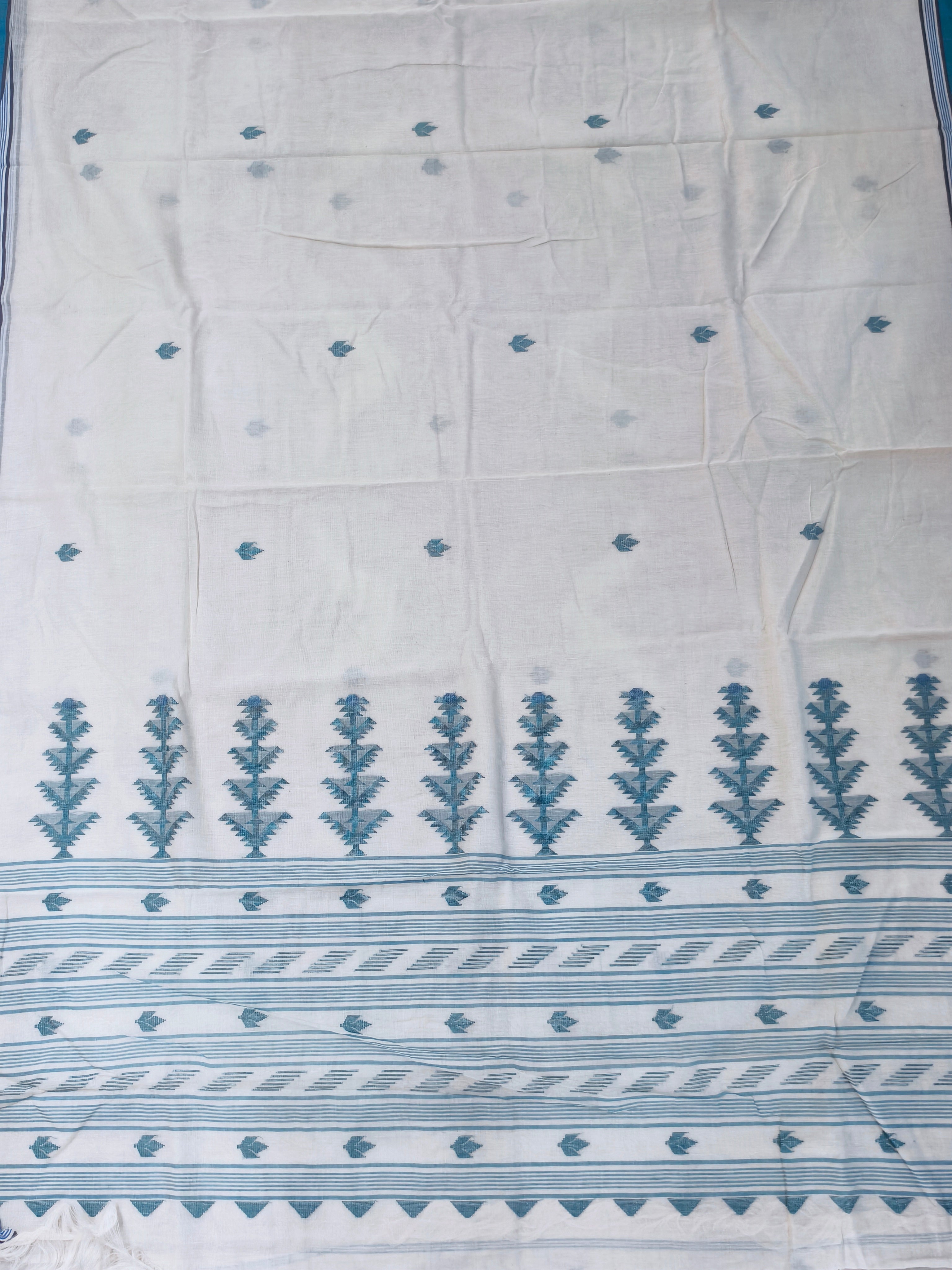 Traditional Bengal Handloom pure Cotton khadi Jamdani saree